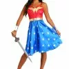 Rubies Costume Co. Inc Deluxe Long Dress Wonder Woman Adult Costume -Wonderful Halloween Costumes Shop adult deluxe long dress wonder woman costume update2