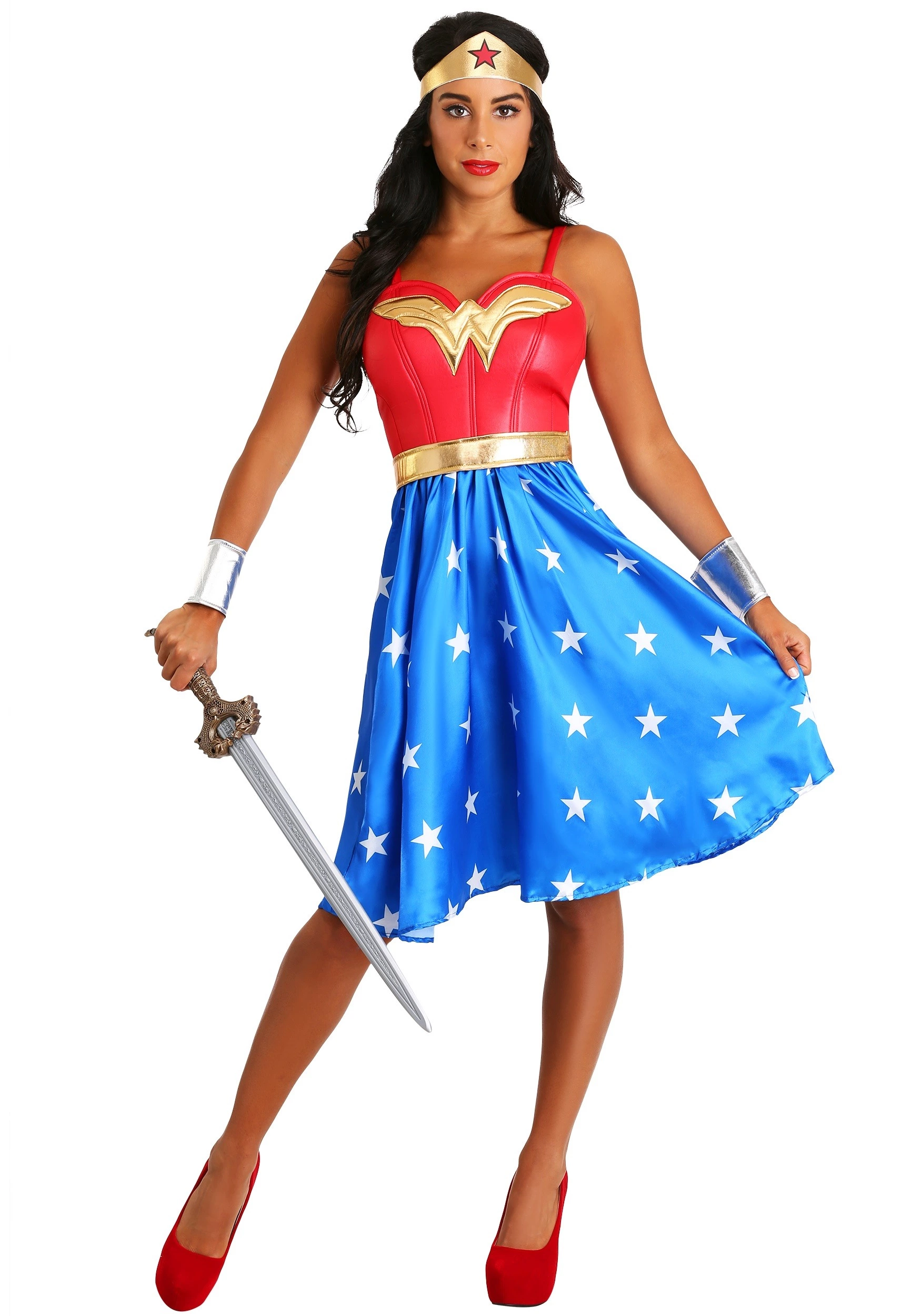 Rubies Costume Co. Inc Deluxe Long Dress Wonder Woman Adult Costume 3 Rubies Costume Co. Inc Deluxe Long Dress Wonder Woman Adult Costume