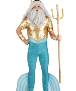 Fun Costumes Disney The Little Mermaid King Triton Costume For Men -Wonderful Halloween Costumes Shop adult king triton costume alt 10