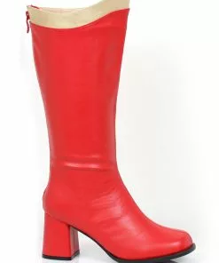 Ellie Adult Red And Gold Super Hero Boots