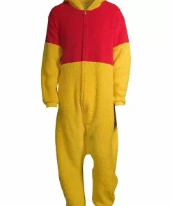 MJC International Winnie The Pooh Sherpa Onesie For Adults -Wonderful Halloween Costumes Shop adult winnie the pooh sherpa onesie alt 3