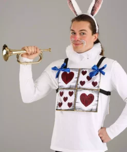 Elope White Rabbit Costume Kit For Adults -Wonderful Halloween Costumes Shop adults white rabbit costume kit alt 5