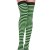 MUSIC LEGS Black And Kelly Green Striped Women's Thigh Highs -Wonderful Halloween Costumes Shop black and kelly green striped thigh highs for women