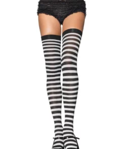 LEG AVENUE Sexy Black And White Nylon Stockings For Women