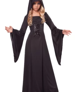 California Costume Collection Girl's Deluxe Black Hooded Robe Costume