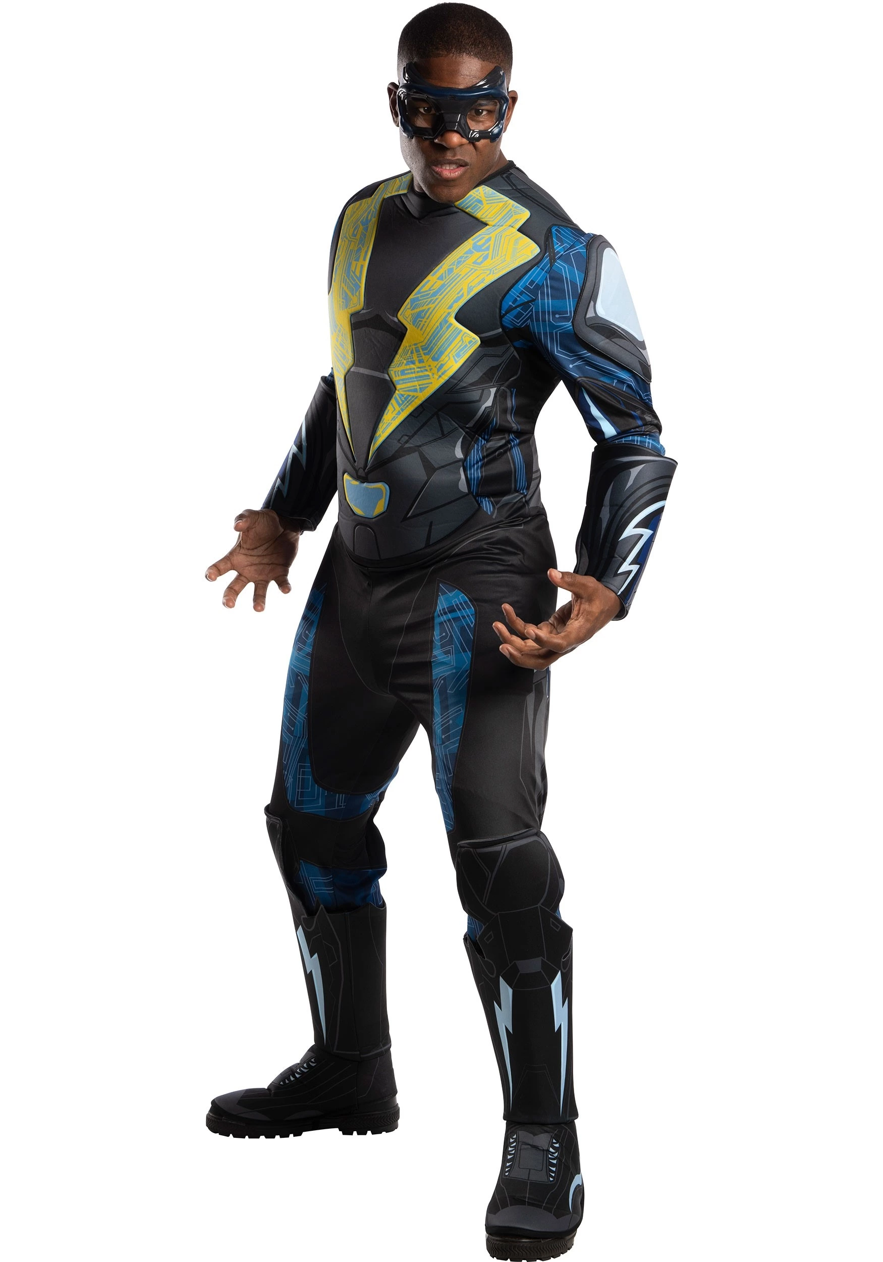 Rubies Costume Co. Inc Black Lightning Adult Deluxe Costume 3 Rubies Costume Co. Inc Black Lightning Adult Deluxe Costume