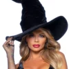 LEG AVENUE Black Velvet Ruched Witch Hat For Women -Wonderful Halloween Costumes Shop black velvet ruched witch hat