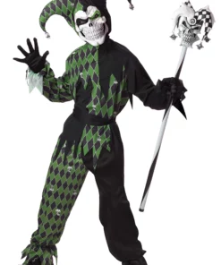 California Costume Collection Kids Green Scary Jester Costume