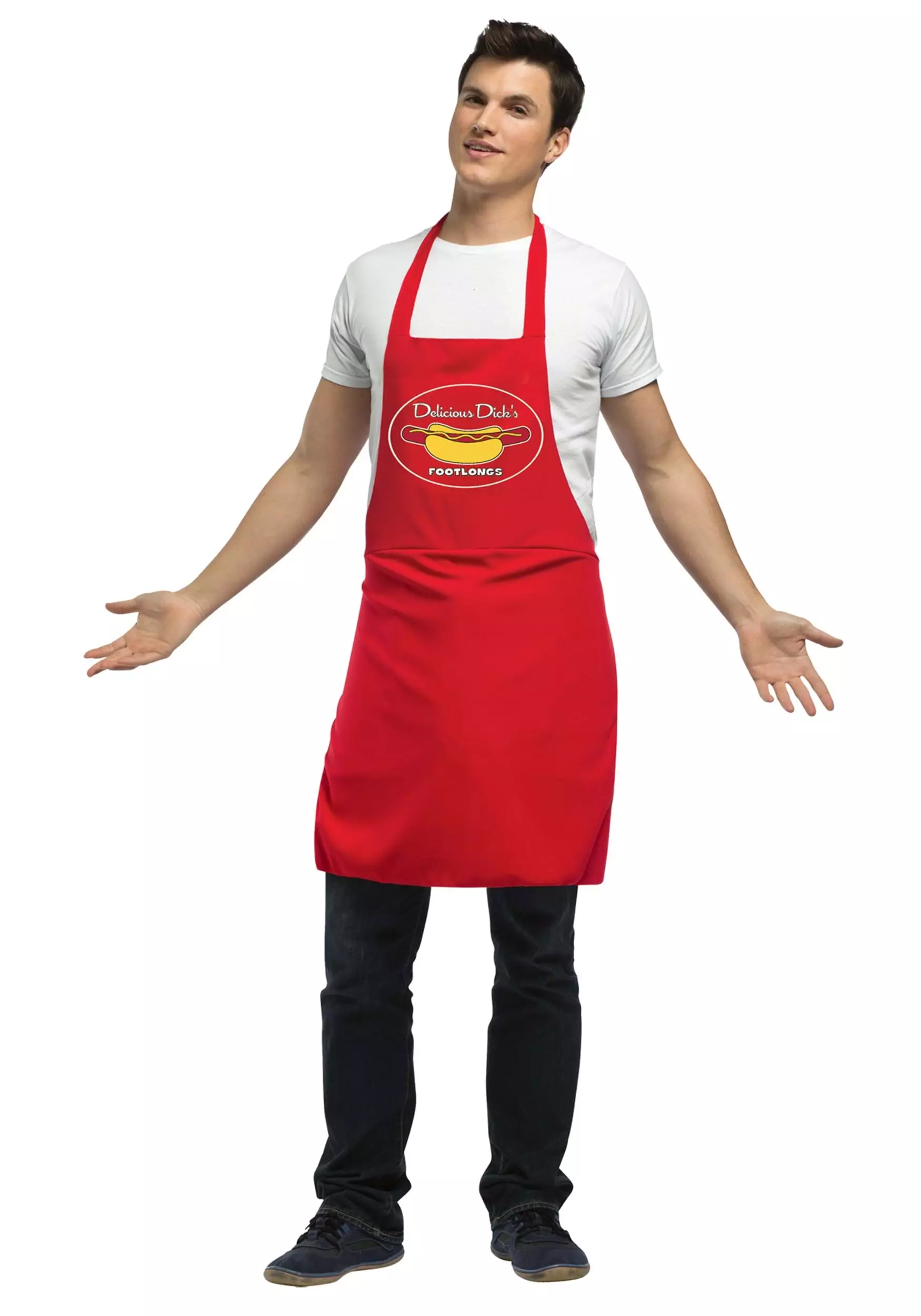 Morris Costumes Dirty Hot Dog Red Apron 3 Morris Costumes Dirty Hot Dog Red Apron