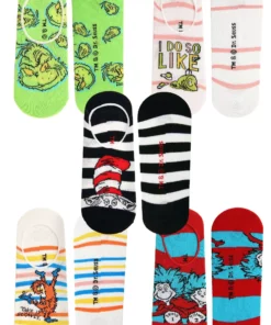 Elope Adult Dr. Seuss No Show Sock 5 Pair Set -Wonderful Halloween Costumes Shop dr seuss adult 5 pair no show sock set alt 7