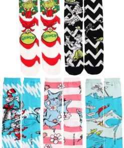 Elope Dr. Seuss Pattern Crew Sock Set For Adults -Wonderful Halloween Costumes Shop dr seuss patterns adult 5 pair crew sock set alt 7