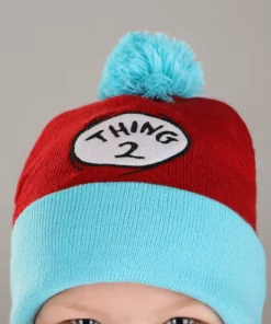 Nanjing Sylva International Trading Co. Ltd Dr. Seuss Thing 2 Pom Pom Beanie -Wonderful Halloween Costumes Shop dr suess thing 2 pom beanie alt 1