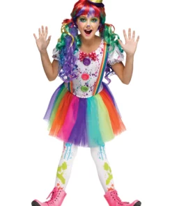 Fun World Girls Crazy Color Clown Costume