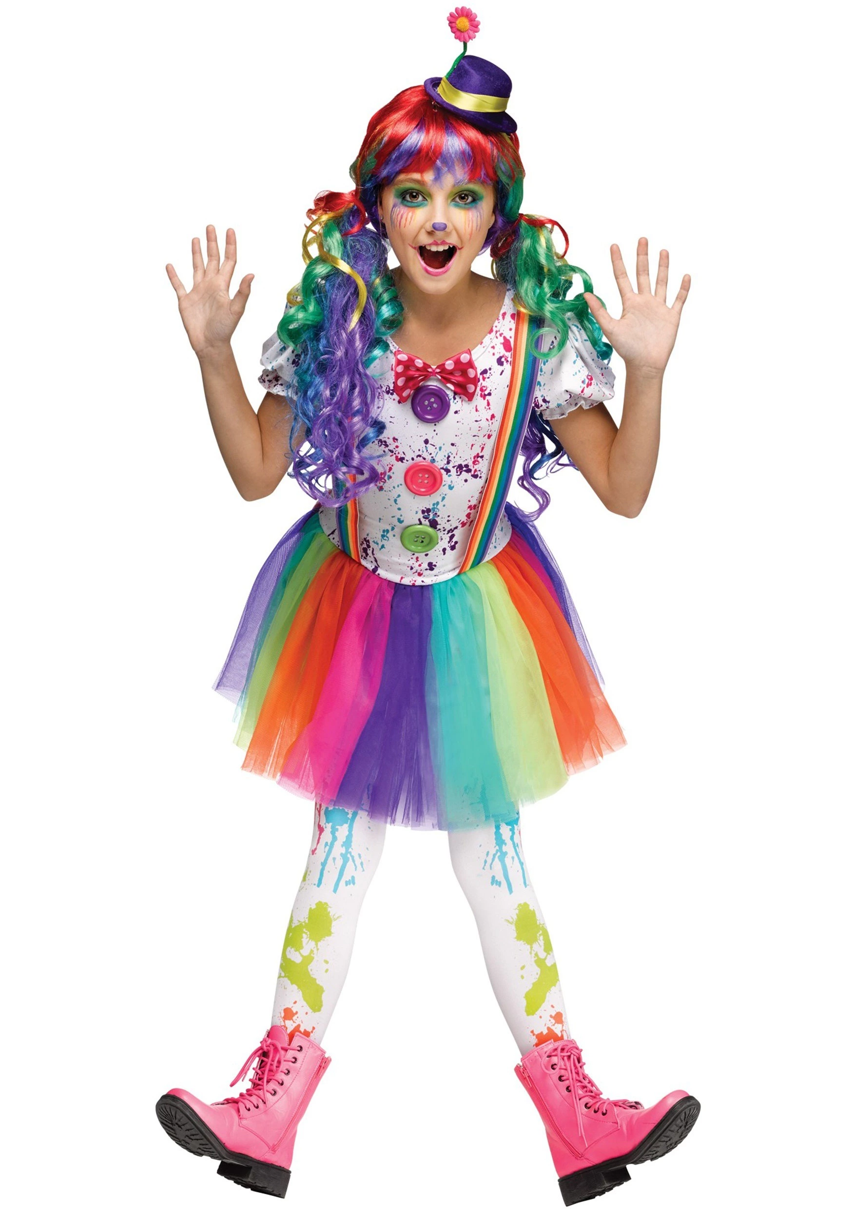 Fun World Girls Crazy Color Clown Costume 3 Fun World Girls Crazy Color Clown Costume