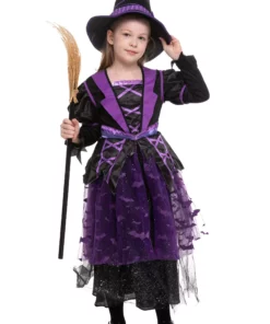 Joyin Light Up Purple Bat Witch Costume For Girls -Wonderful Halloween Costumes Shop girls light up purple bat witch costume alt 3