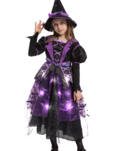 Joyin Light Up Purple Bat Witch Costume For Girls -Wonderful Halloween Costumes Shop girls light up purple bat witch costume alt 7