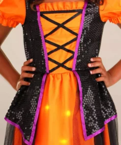 LF Products Pte. Ltd. Orange Light-Up Witch Costume For Girls -Wonderful Halloween Costumes Shop girls orange light up witch costume alt 3