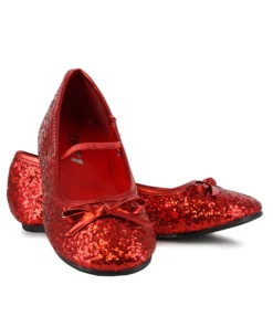 Ellie Red Ruby Glitter Ballet Flat Shoes For Girls