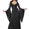 California Costume Collection Hooded Black Lace Up Robe Costume For Women -Wonderful Halloween Costumes Shop hooded black lace up robe