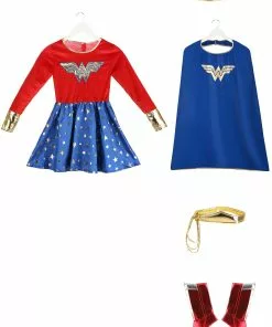 Jerry Leigh Girl's Long Sleeve Dress Wonder Woman Costume -Wonderful Halloween Costumes Shop kids wonder woman long sleeve dress costume alt 9