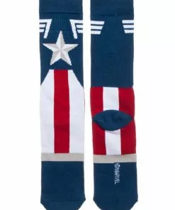 Bioworld Merchandising / Independent Sales Marvel Captain America- Suit Up Crew Socks -Wonderful Halloween Costumes Shop marvel captain america suit up crew socks alt 2