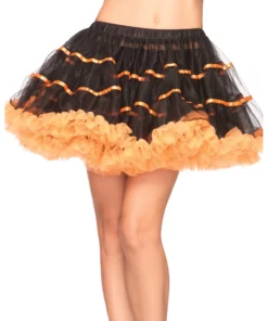 LEG AVENUE Orange And Black Tulle Petticoat