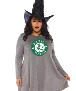 LEG AVENUE Women's Plus Size Basic Witch Jersey Dress Costume