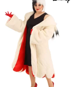 Fun Costumes Cruella De Vil Coat Costume For Plus Size Women From Disney's 101 Dalmatians -Wonderful Halloween Costumes Shop plus size womens deluxe cruella de vil costume alt 4