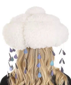 Elope Adult Sherpa Light-Up Rain Cloud Costume Hat -Wonderful Halloween Costumes Shop rain cloud plush hat alt 3