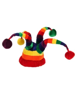 Elope Plush Wacky Rainbow Jester Costume Hat -Wonderful Halloween Costumes Shop rainbow wacky jester plush hat alt 2