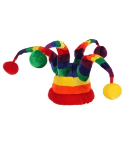 Elope Plush Wacky Rainbow Jester Costume Hat -Wonderful Halloween Costumes Shop rainbow wacky jester plush hat alt 3