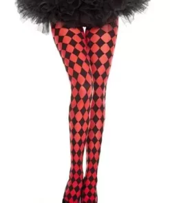 MUSIC LEGS Women's Red Diamond Jester Tights