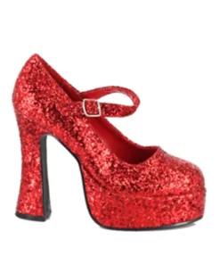 Ellie Red Glitter Platform Mary Jane Shoes For Women