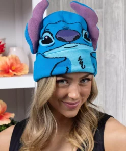 Concept One Accessories Stitch Big Face Roll Down Beanie Hat