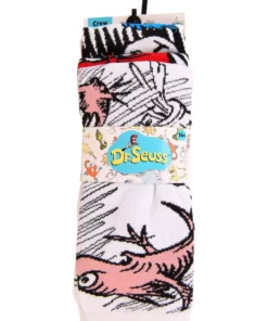 Elope The Cat In The Hat Adult Crew Sock Set -Wonderful Halloween Costumes Shop the cat in the hat adult crew sock 3 pack alt 4