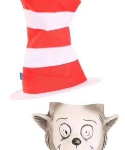 Elope The Cat In The Hat Latex Mask & Hat Costume Kit -Wonderful Halloween Costumes Shop the cat in the hat latex mask hat kit alt 4