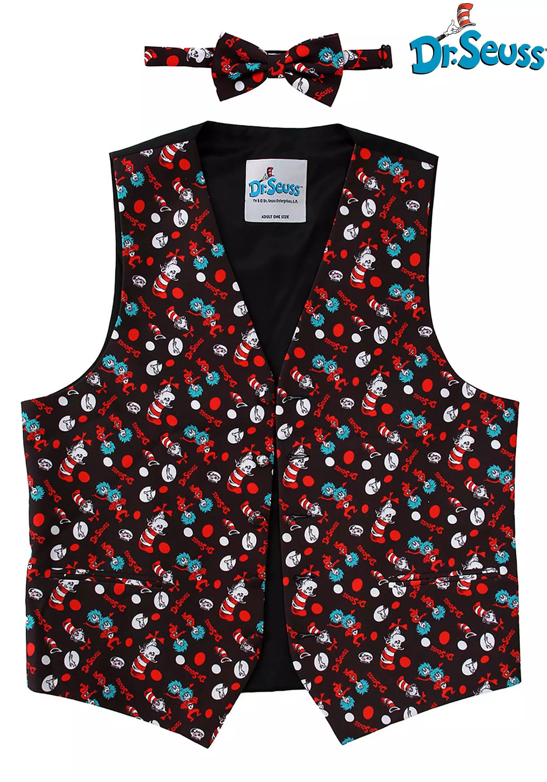 Elope Adult Vest & Bow Tie Pattern The Cat In The Hat Kit 3 Elope Adult Vest & Bow Tie Pattern The Cat In The Hat Kit