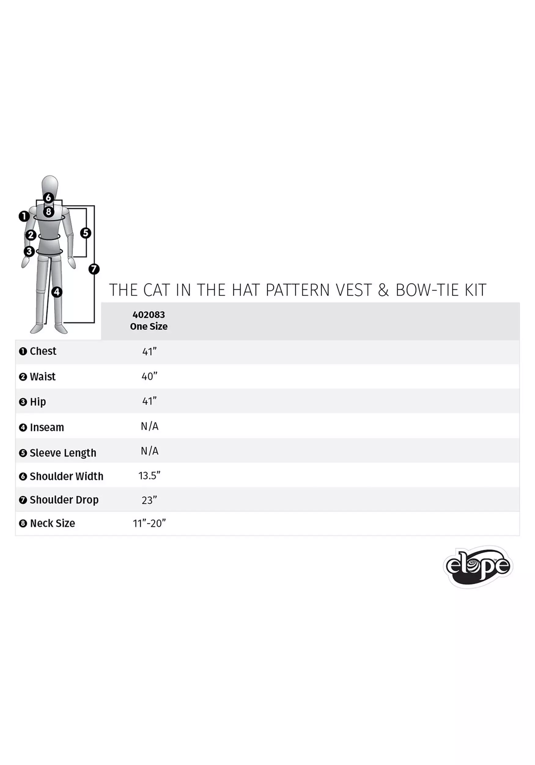 Elope Adult Vest & Bow Tie Pattern The Cat In The Hat Kit 14 Elope Adult Vest & Bow Tie Pattern The Cat In The Hat Kit - Image 12