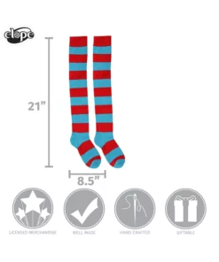 Elope Thing 1 & Thing 2 Striped Knee High Socks 9 Elope Thing 1 & Thing 2 Striped Knee High Socks -Wonderful Halloween Costumes Shop thing 1 thing 2 striped knee highs alt 3
