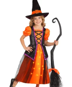 LF Products Pte. Ltd. Orange Light-Up Witch Costume For Toddlers