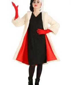 Fun Costumes Cruella De Vil Coat Costume For Teens From Disney's 101 Dalmatians -Wonderful Halloween Costumes Shop tween cruella de vil costume alt 6