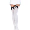 LEG AVENUE White Stockings With Black Bows -Wonderful Halloween Costumes Shop white stockings with black bows