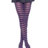 LEG AVENUE Black And Purple Striped Nylon Tights For Women 1 LEG AVENUE Black And Purple Striped Nylon Tights For Women -Wonderful Halloween Costumes Shop womens black and purple striped nylon tights