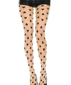 MUSIC LEGS Women's Black Card Suit Tights