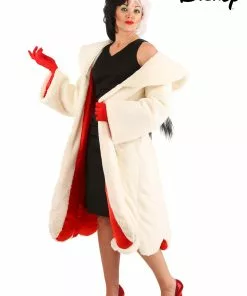 Fun Costumes Cruella De Vil Coat Costume For Women From Disney's 101 Dalmatians -Wonderful Halloween Costumes Shop womens deluxe cruella de vil costume alt 13