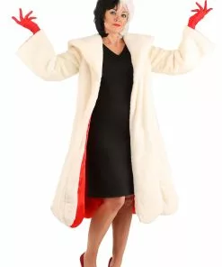 Fun Costumes Cruella De Vil Coat Costume For Women From Disney's 101 Dalmatians -Wonderful Halloween Costumes Shop womens deluxe cruella de vil costume alt 4