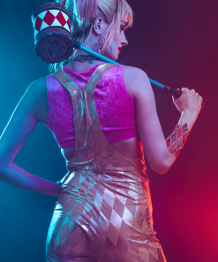 Jerry Leigh Harley Quinn Women's Gold Overalls Costume -Wonderful Halloween Costumes Shop womens harley quinn gold overalls costume alt 11