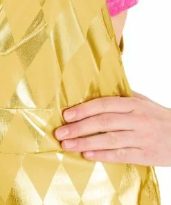 Jerry Leigh Harley Quinn Women's Gold Overalls Costume -Wonderful Halloween Costumes Shop womens harley quinn gold overalls costume alt 2