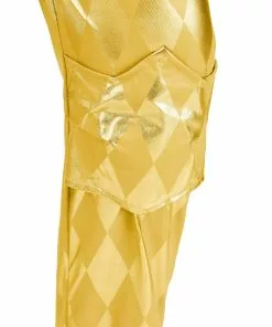 Jerry Leigh Harley Quinn Women's Gold Overalls Costume -Wonderful Halloween Costumes Shop womens harley quinn gold overalls costume alt 3