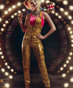 Jerry Leigh Harley Quinn Women's Gold Overalls Costume